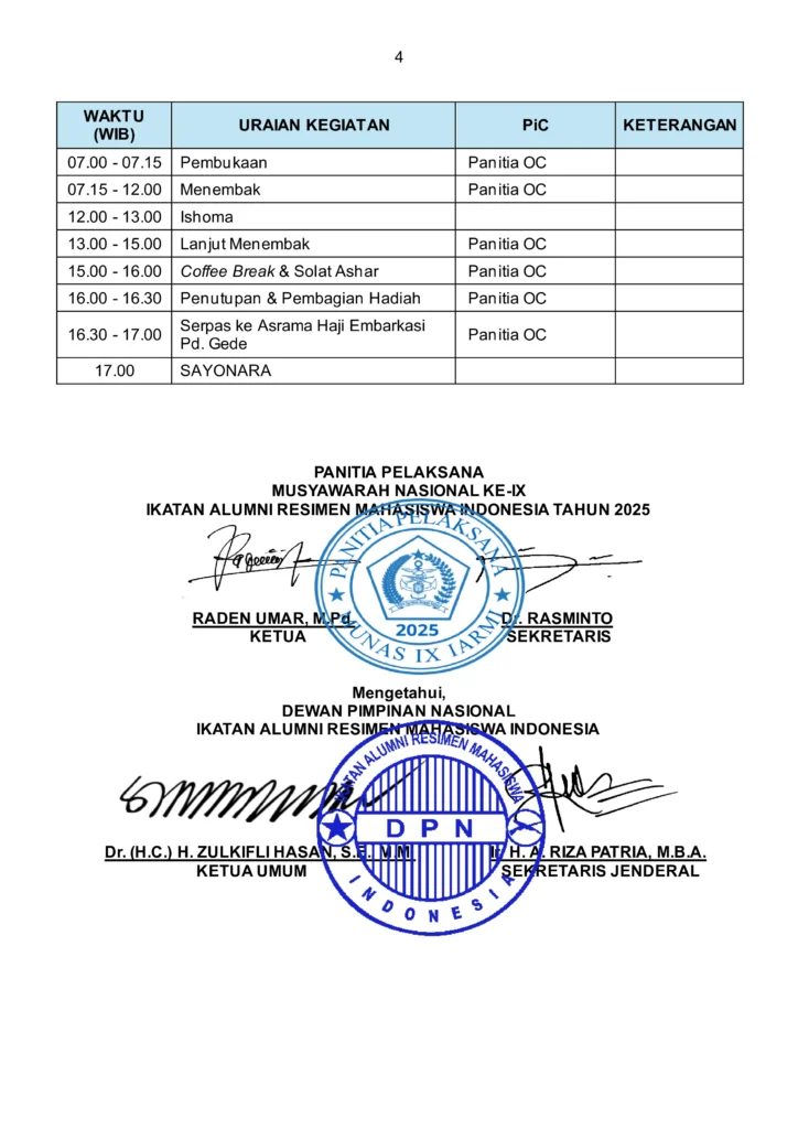 susunan acara munas iarmi ix 4